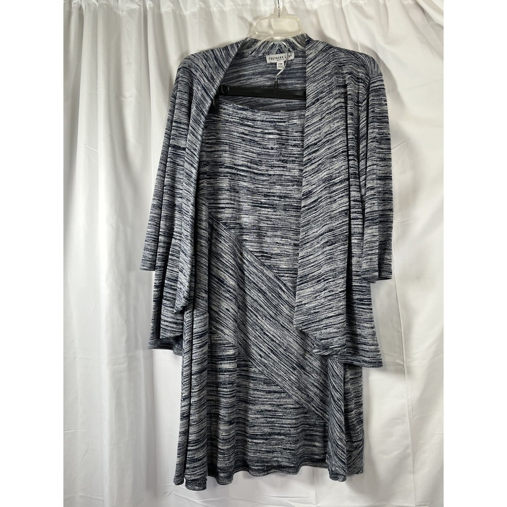 Southern Lady 2 Piece Maxi Skirt & Cardigan, Size L,M Blue